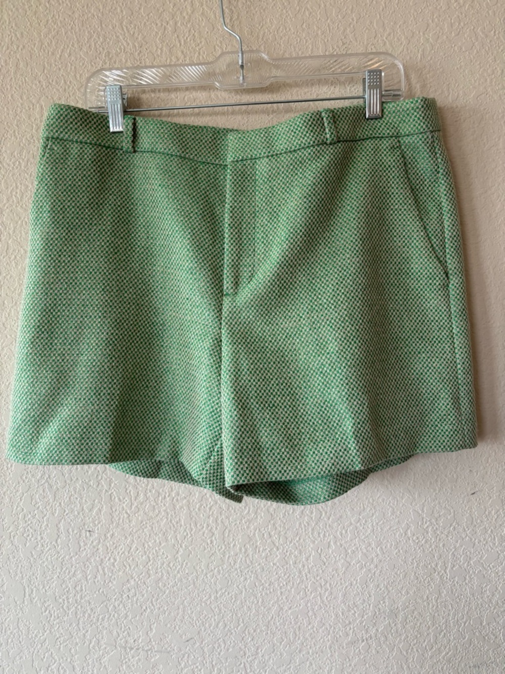 Banana Republic Tweed Linen Green & Ivory Shorts Size 12 NWT